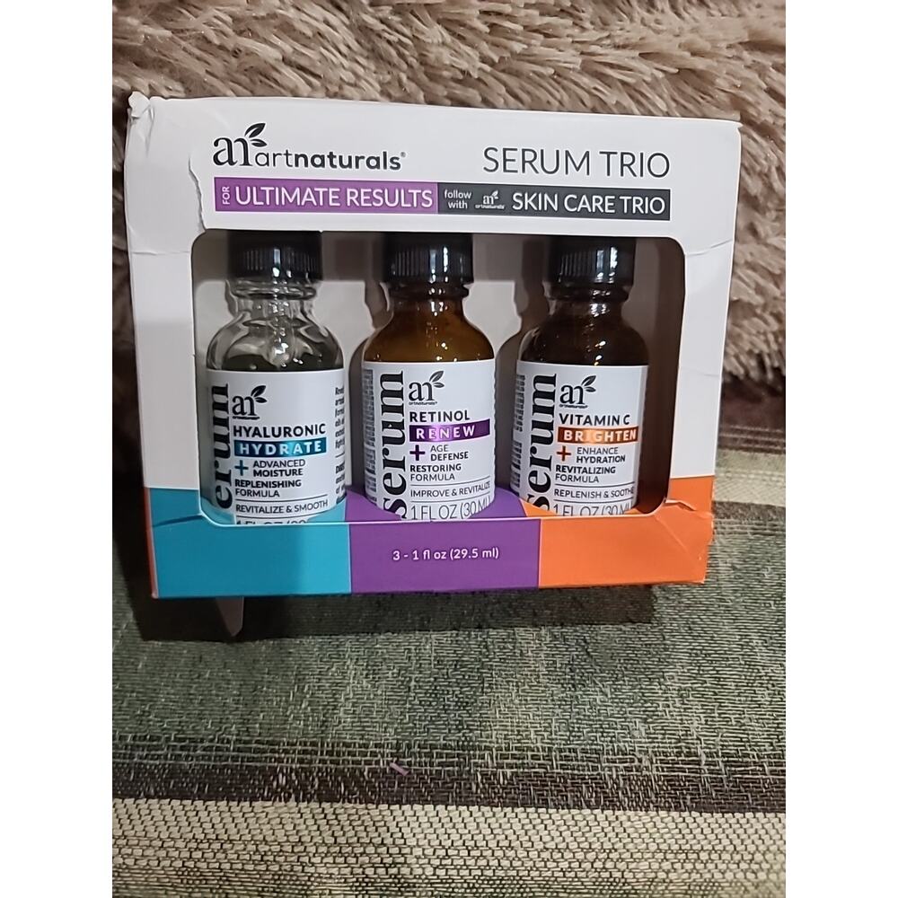 Lot Of 3 Artnaturals Retinol Serum Anti Aging Hydrate, Renew +Brighten 1 oz each